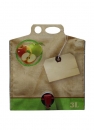 Apfelsaftbeutel/Standbeutel bedruckt 3l braun/grün  Zur Befüllung wie Bag in Box